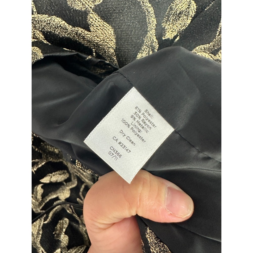 Talbots Gold Brocade Sheath Dress Size 12 Black Floral Metallic Quiet Luxury - Picture 4 of 8